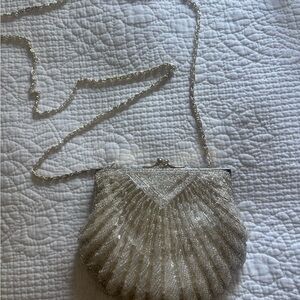 Silver Evening shell Clutch